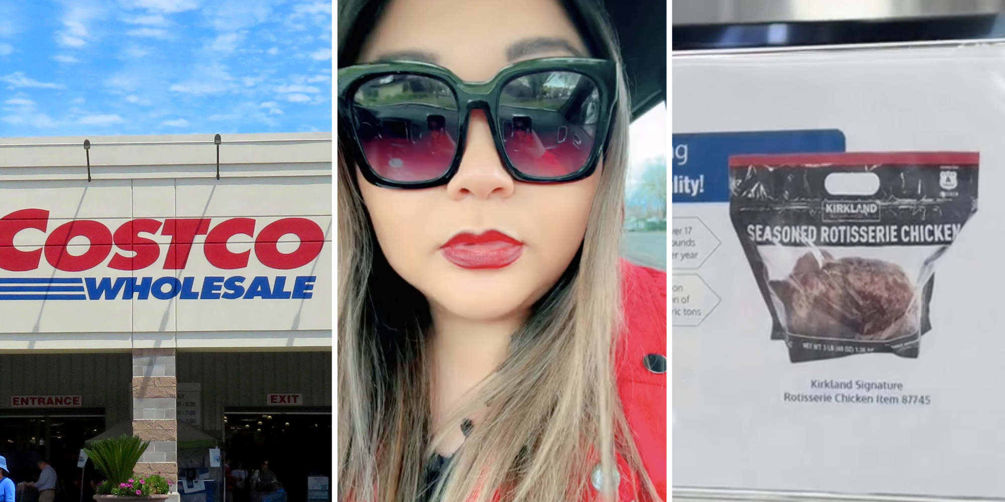 Costco(l), Woman talking(c), New packaging(r)