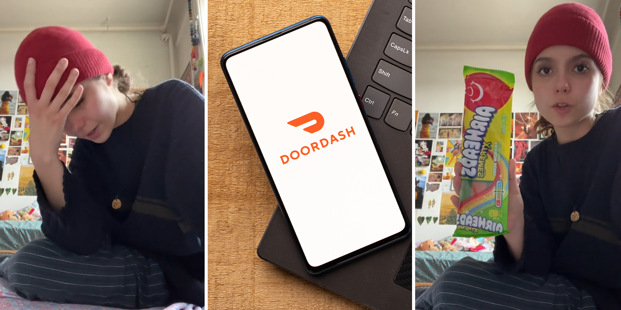 Woman orders singular pack of Airheads from DoorDash.