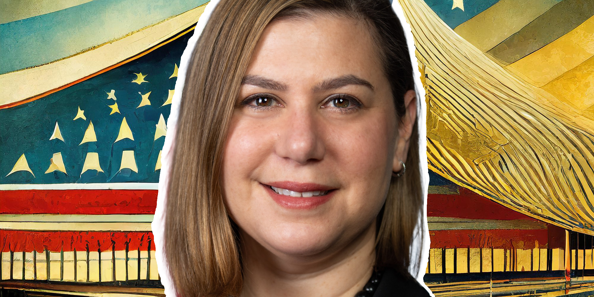 Elissa Slotkin over american flag ai