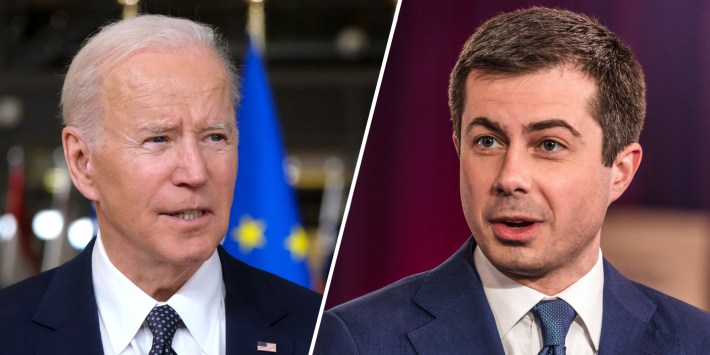 Joe Biden(l), Pete Buttigieg(r)