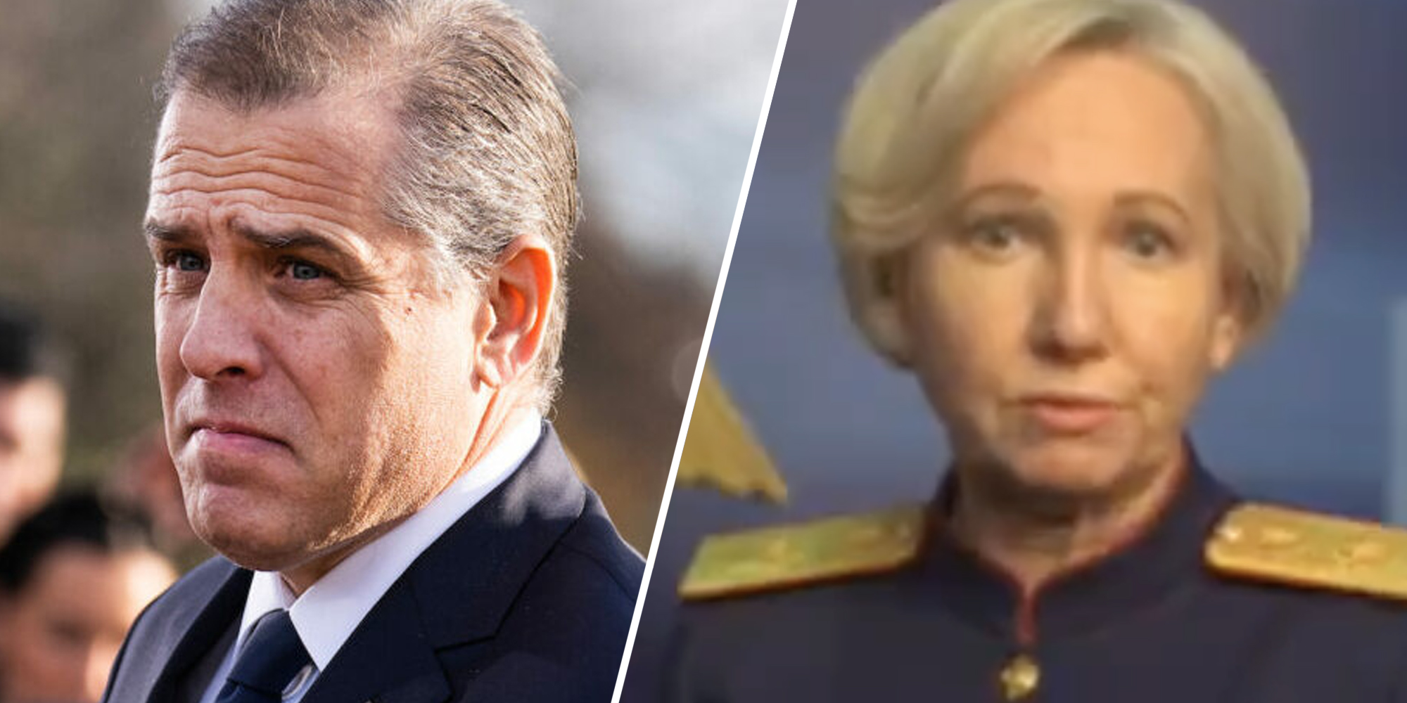 Hunter Biden(l), Russian woman talking(r)