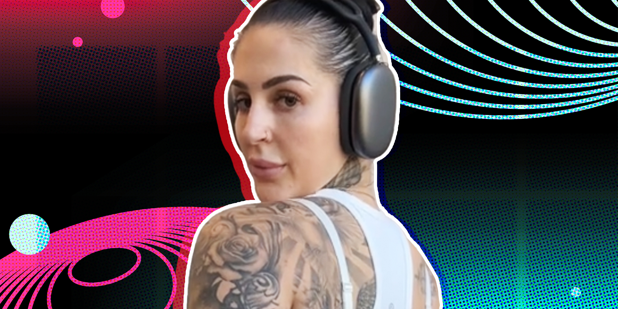 Presley Pritchard with graphic background