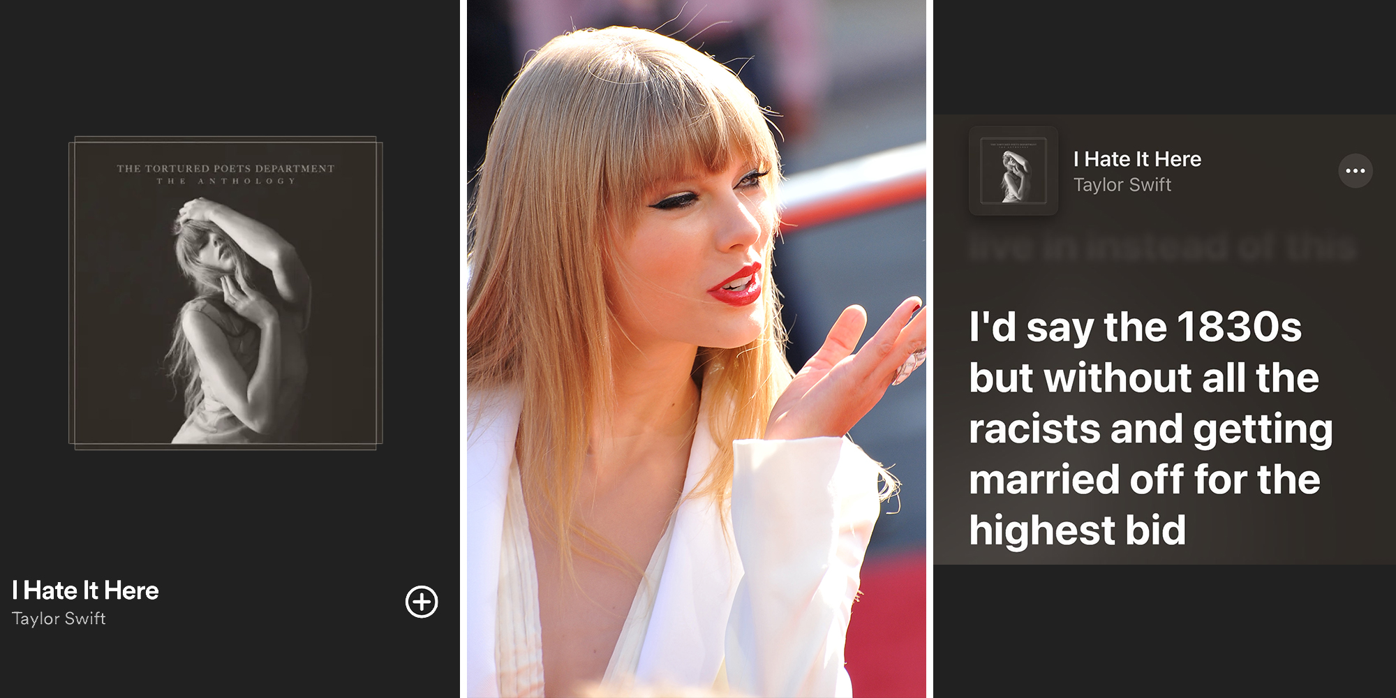 Taylor Swift lyric about wishing she was alive in the 1830s sparks debate