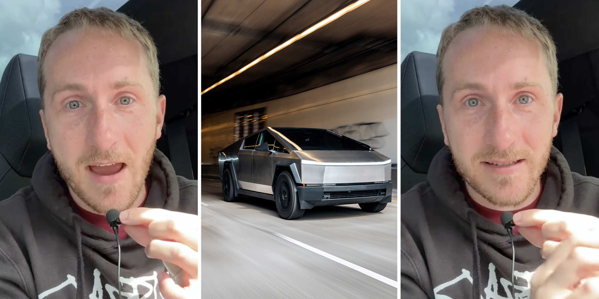 Man talking(l+r), Tesla(c)