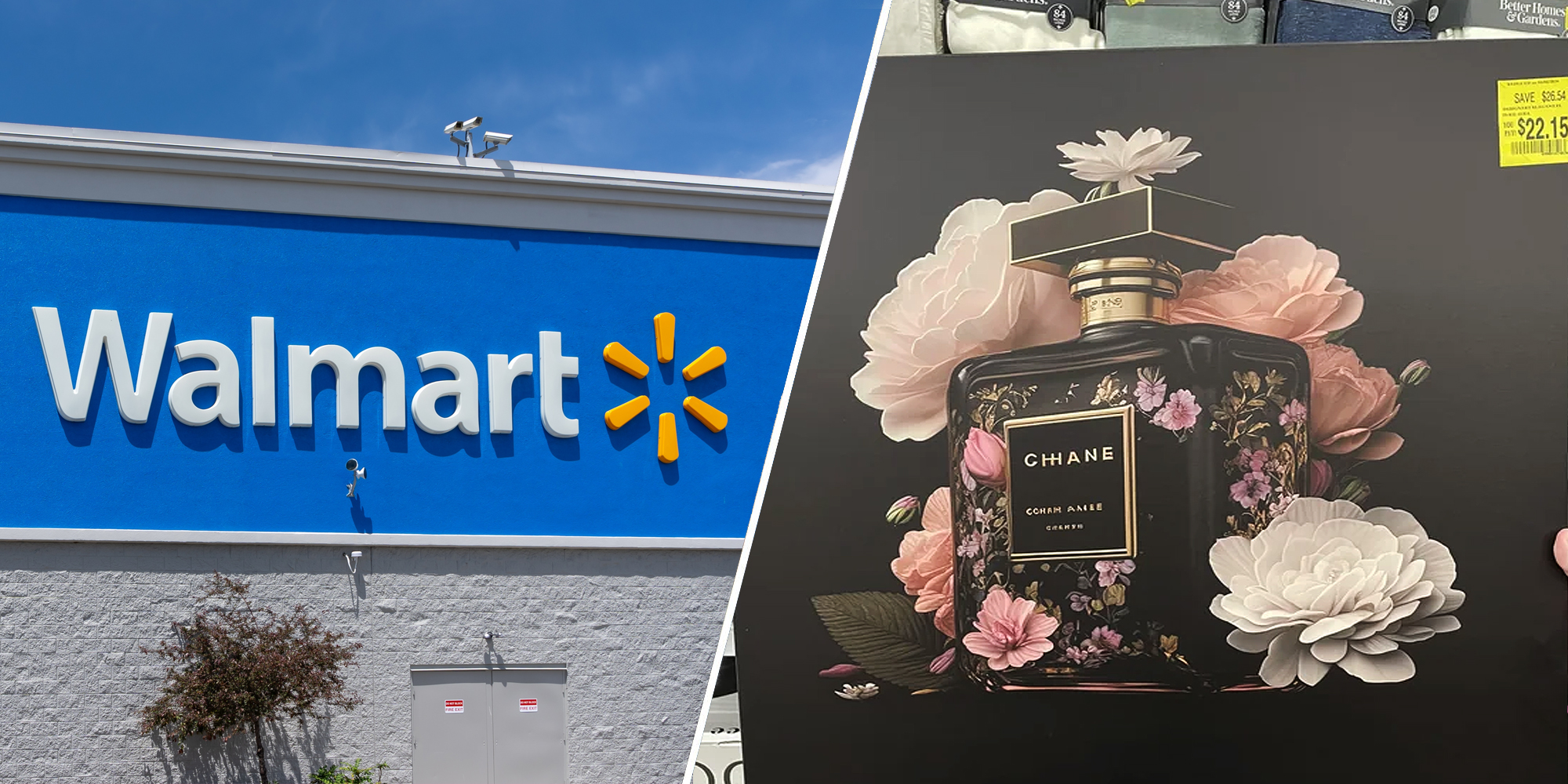 Walmart (l) AI art for sale at Walmart (r)