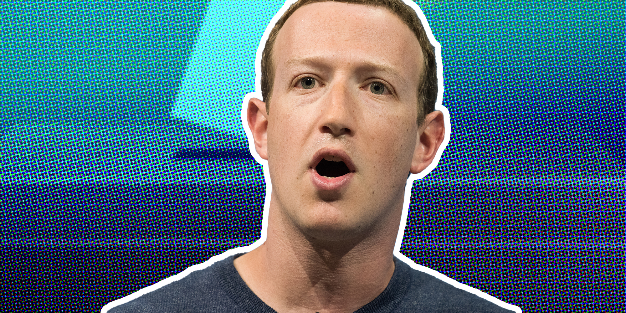 Mark Zuckerberg in front of voting ballot box