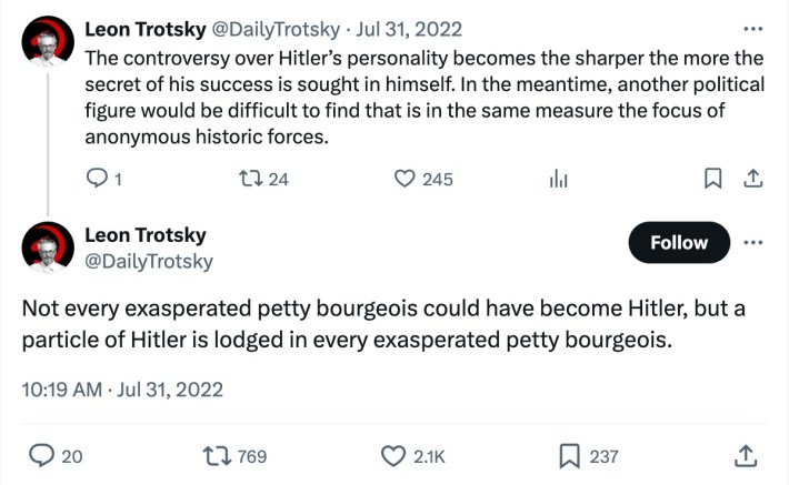 Leon Trotsky Hitler particles quote