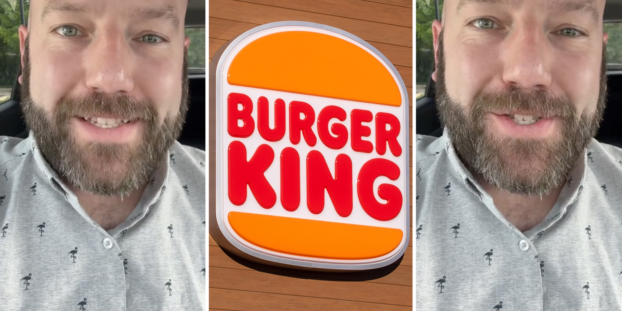 Man talking(l+r), Burger King sign(c)