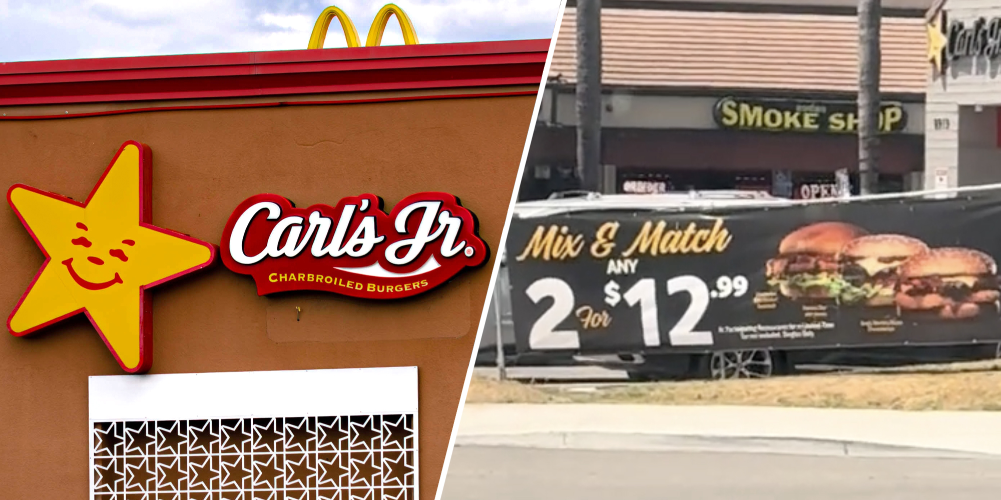 Carls Jr(L), Mix and Match sign(r)
