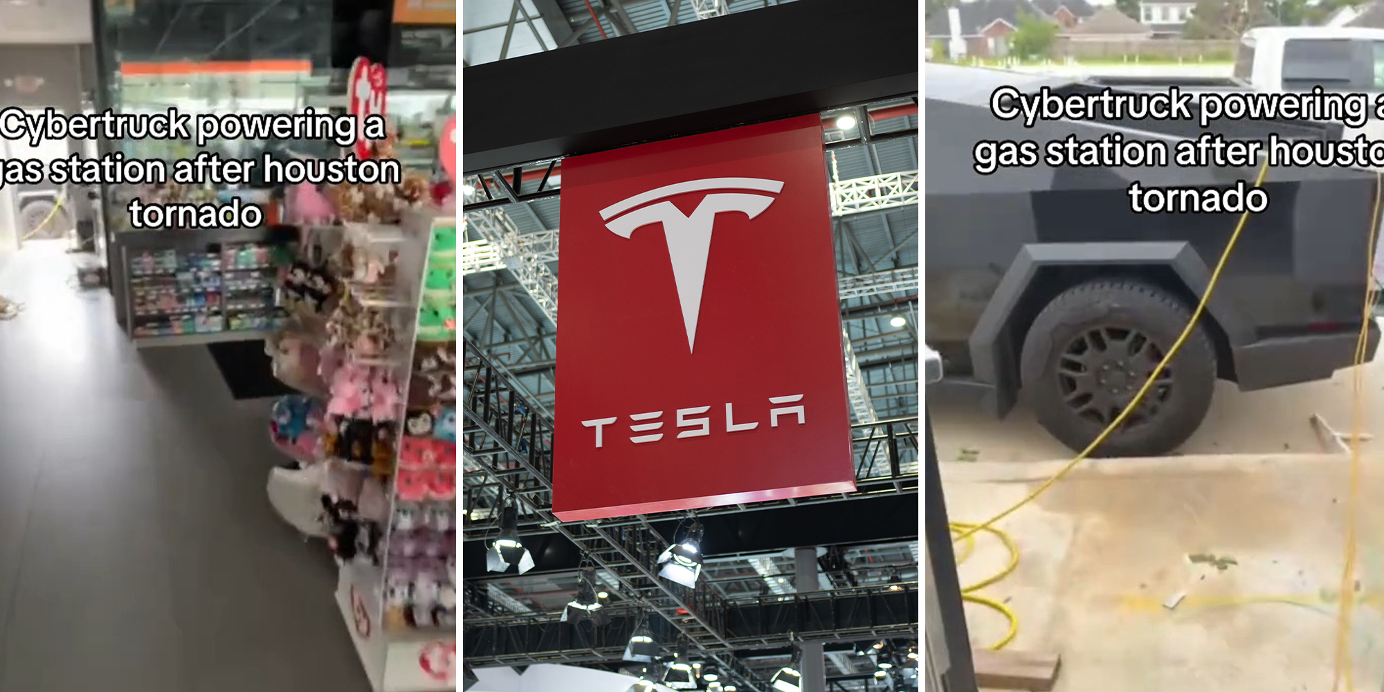 Cybertruck powers a whole gas station after tornado in Houston