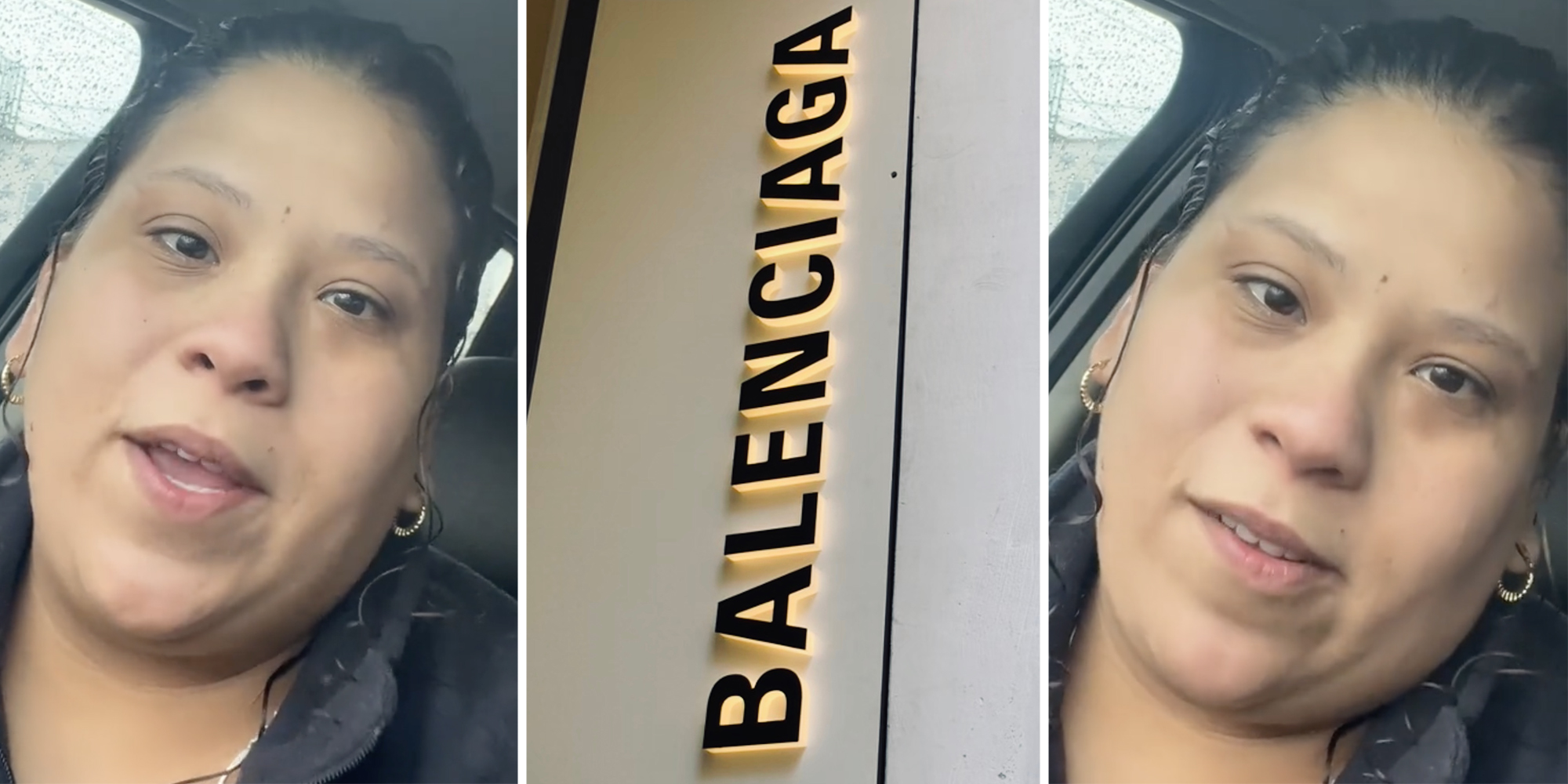 Woman talks(l+r), Balenciaga store front(c)