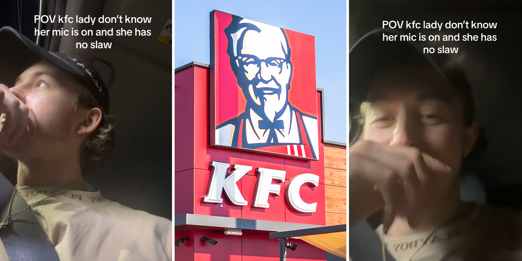 KFC customer pulls up to drive-thru. Worker doesn’t know her mic is still on