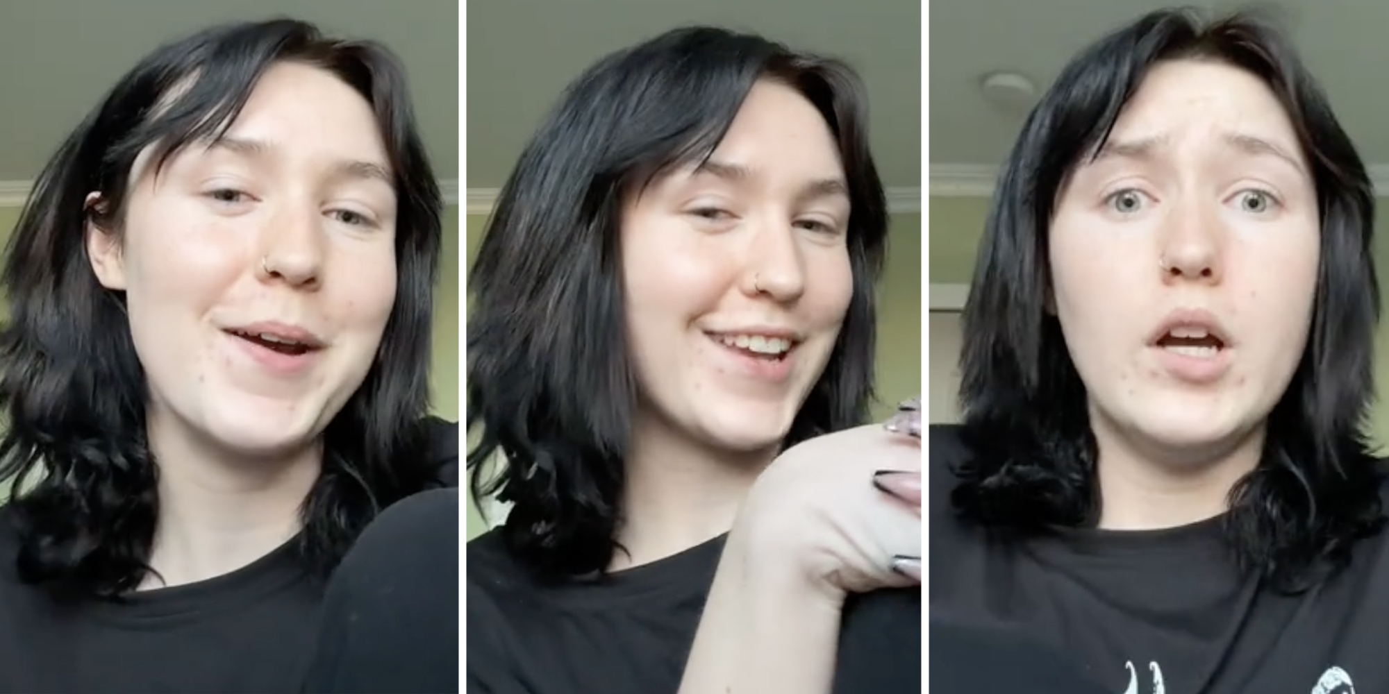 Woman talking (three split)