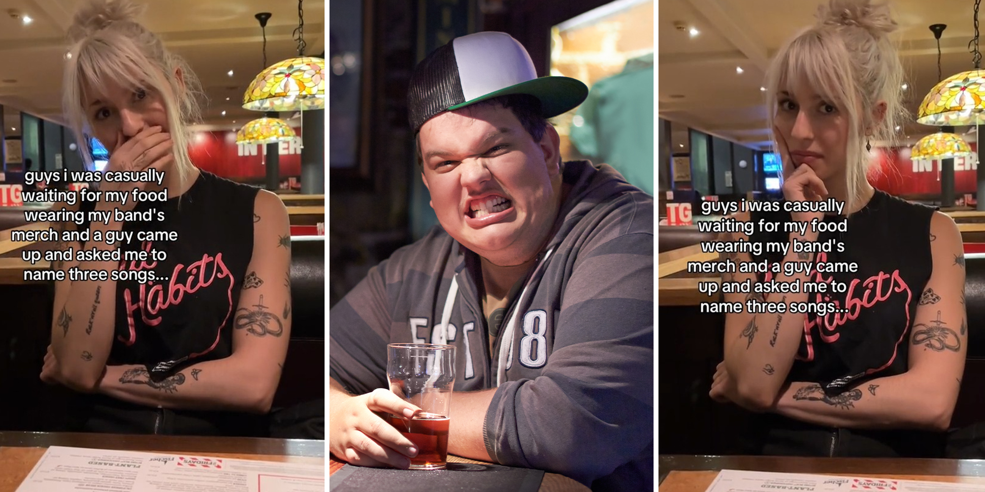 Woman wearing band tee says man asked her to name 3 songs. She’s in the band