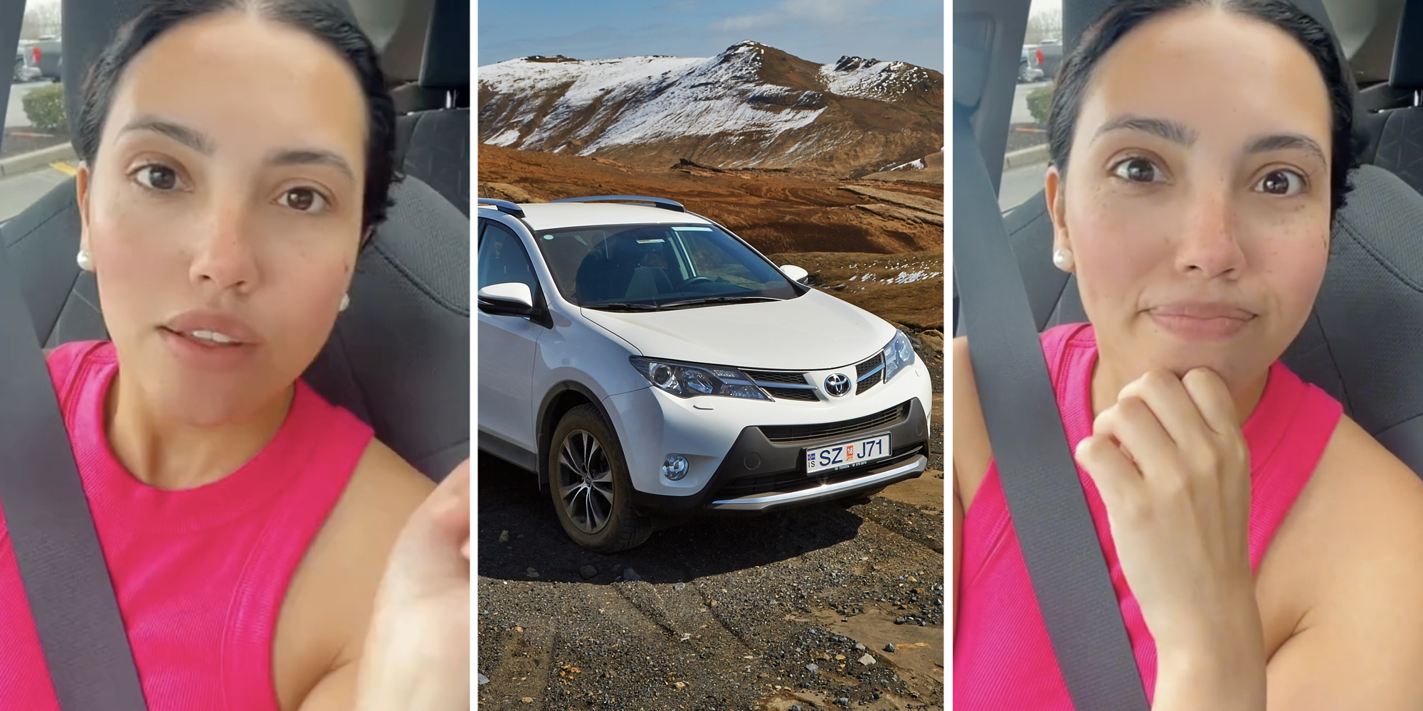 Woman talking(l+r), Rav4(c)