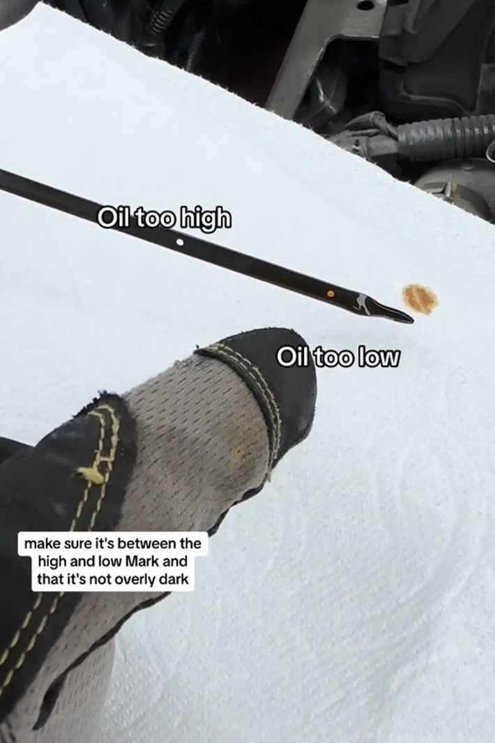 Road trip oil level check