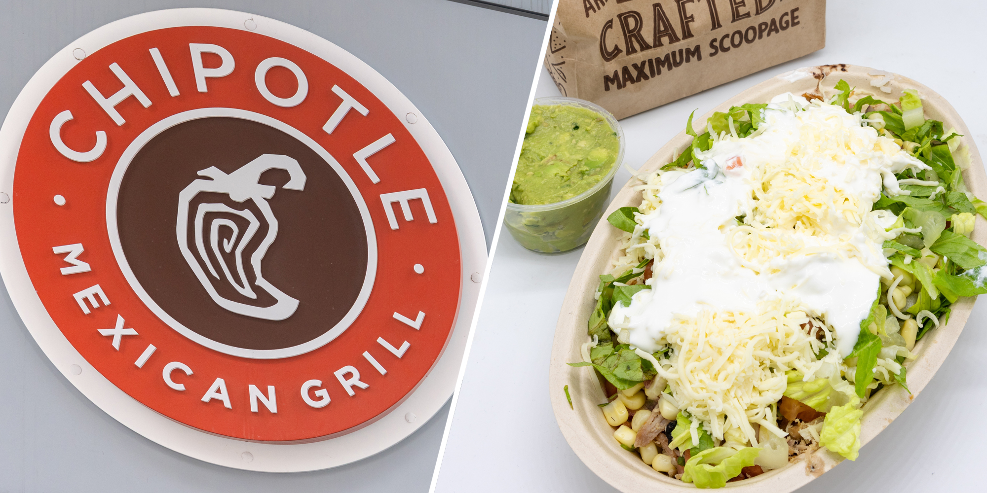 Chipotle sign(l), Chipotle bowl(r)