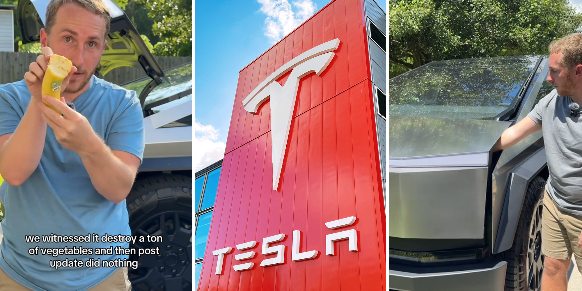 Cybertruck owner shuts frunk on finger to 'test' it after it cuts carrot in half