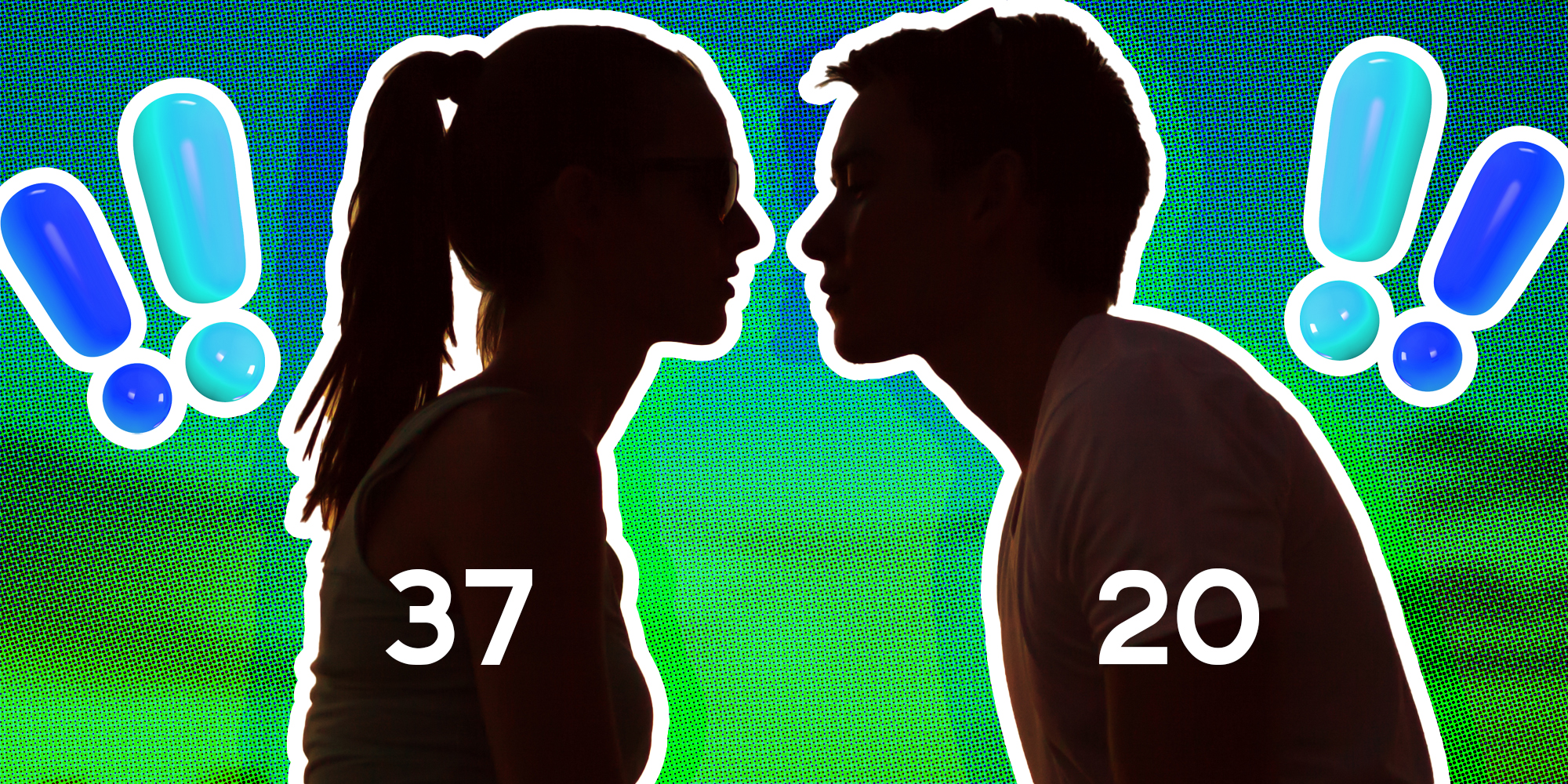 hagmaxxer: Silohuetted couple going in for a kiss where woman says 37 and man says 20