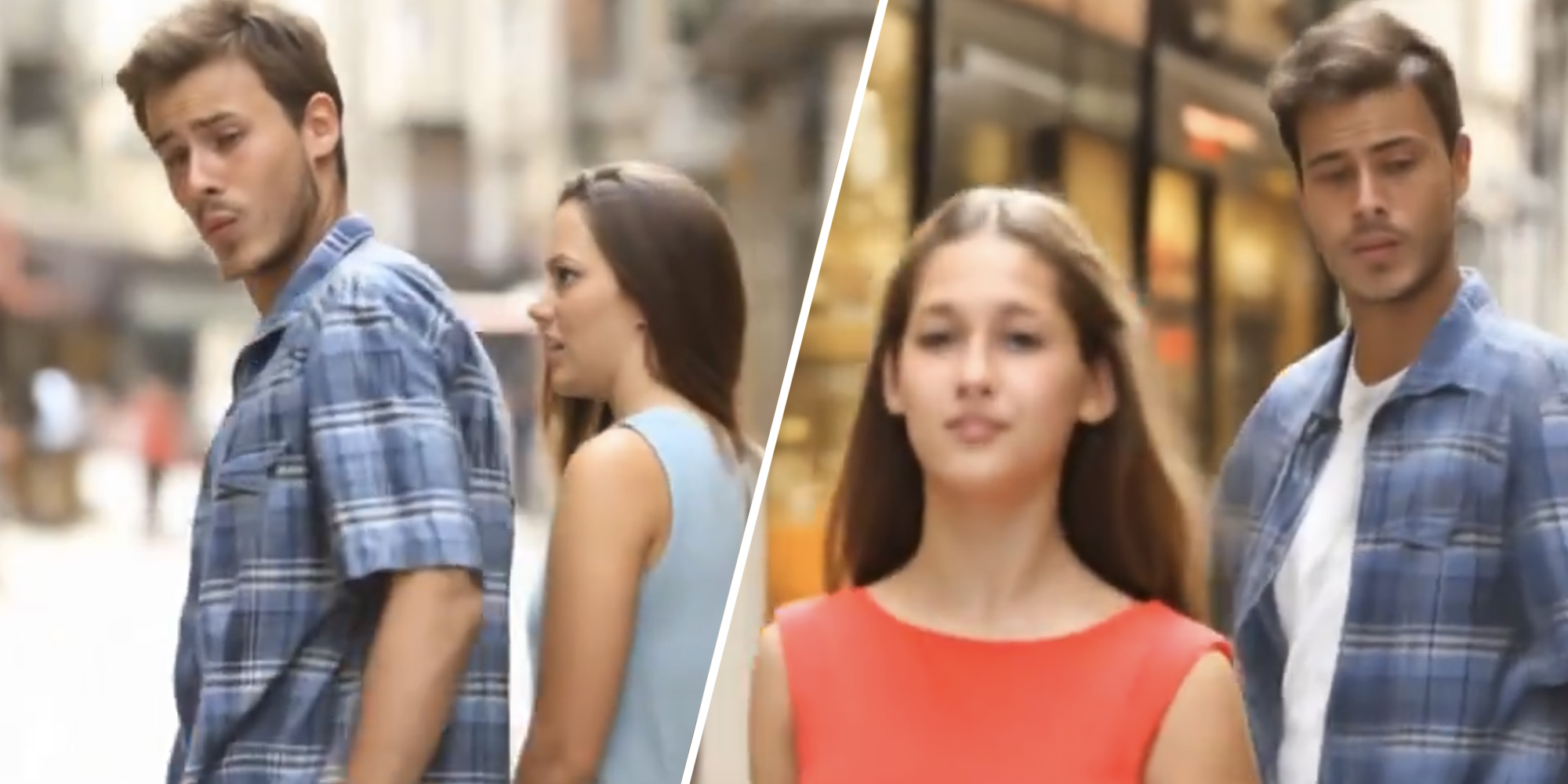 Distracted boyfriend ai meme two split
