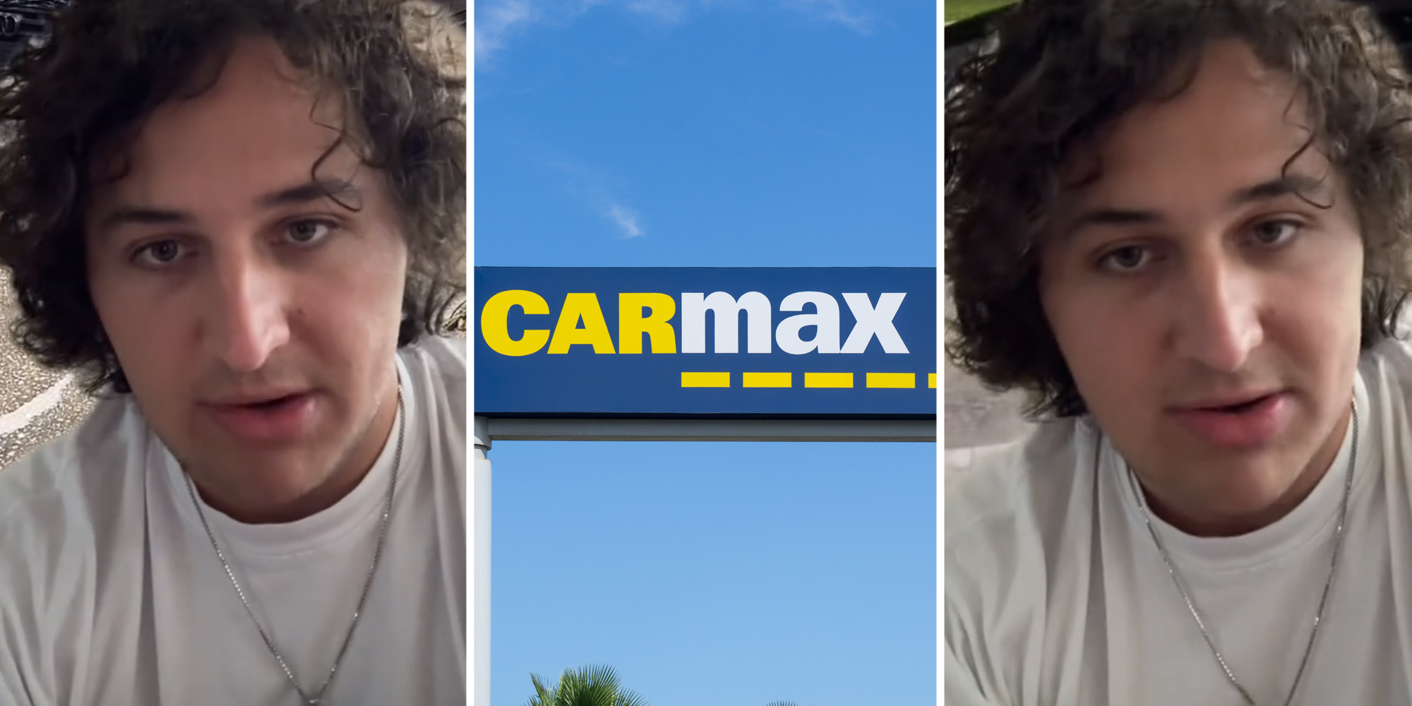 Man talking(L+r), Carmax sign(c)