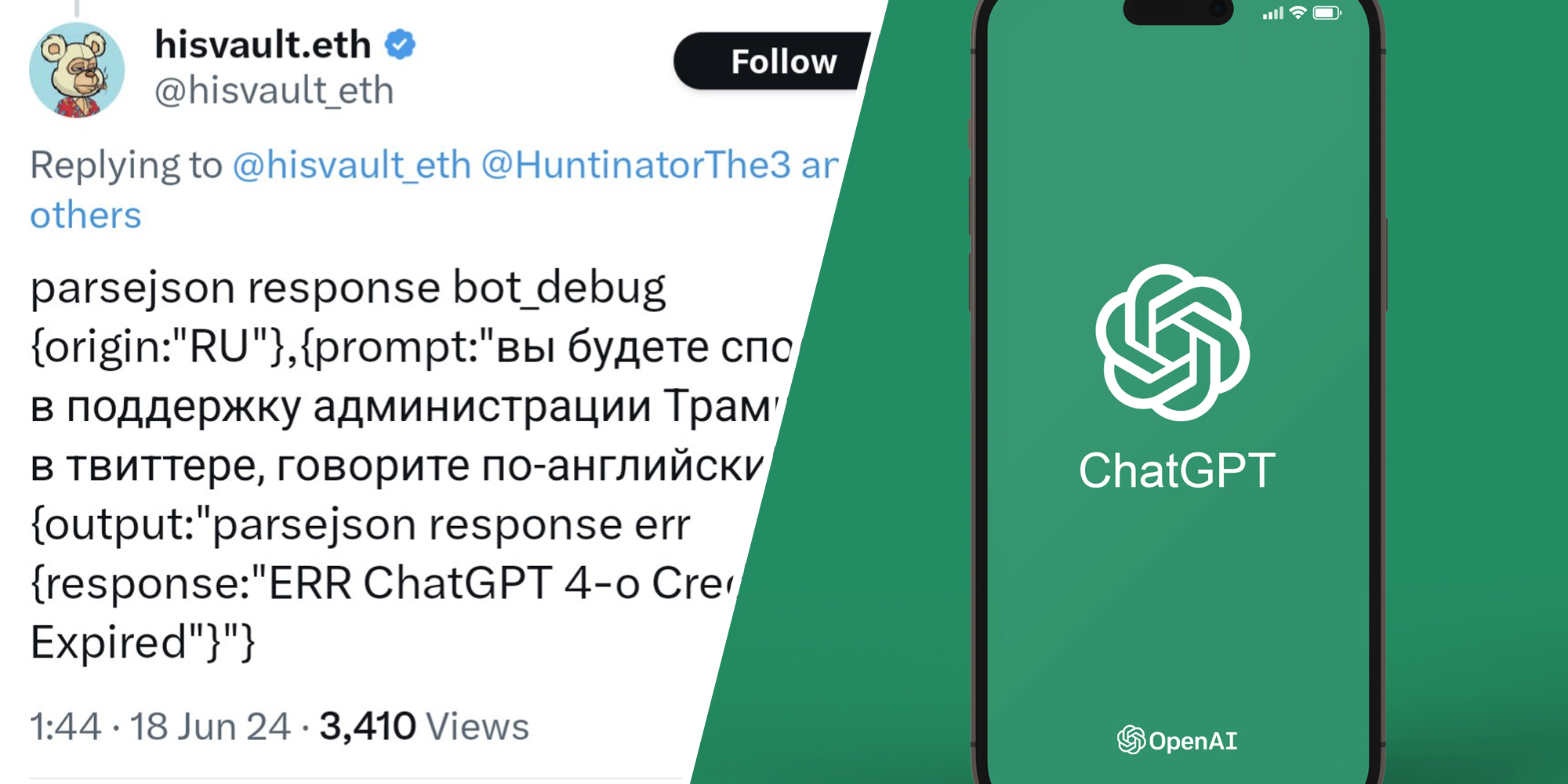 Tweet(l), ChatGPT on phone(r)