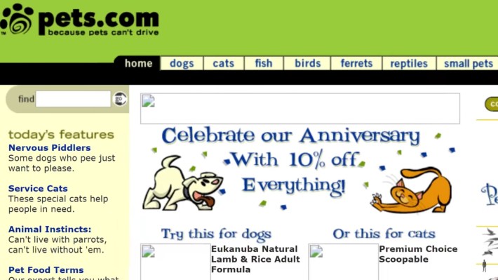 pets.com homepage