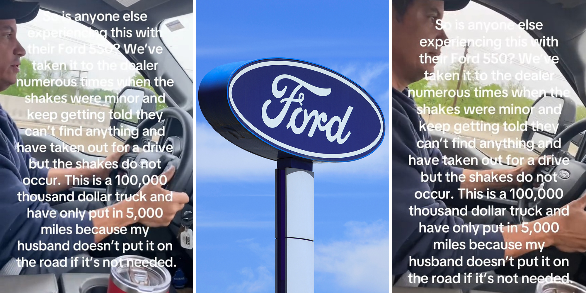 Ford F550 driver notices steering wheel shakes on new truck