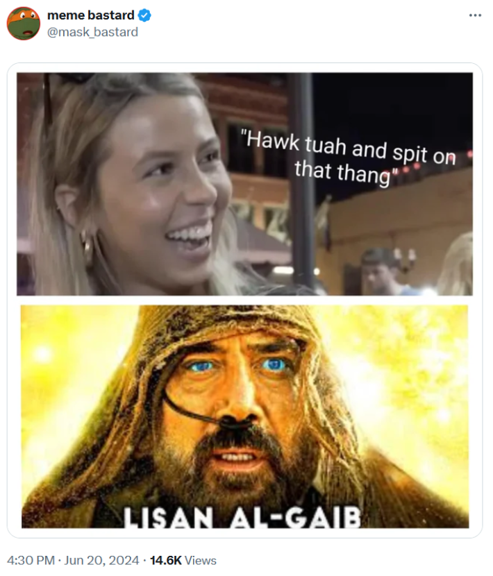 hawk tuah girl meme lisan al-gaib