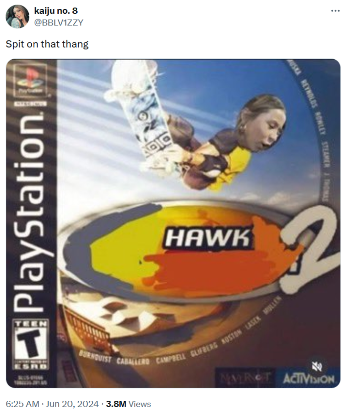 hawk tuah girl meme tony hawk 2