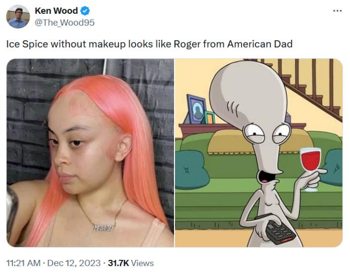 ice spice no makeup selfie reaction