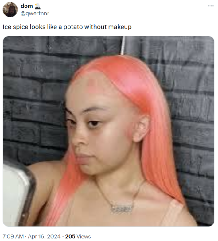 ice spice no makeup reaction