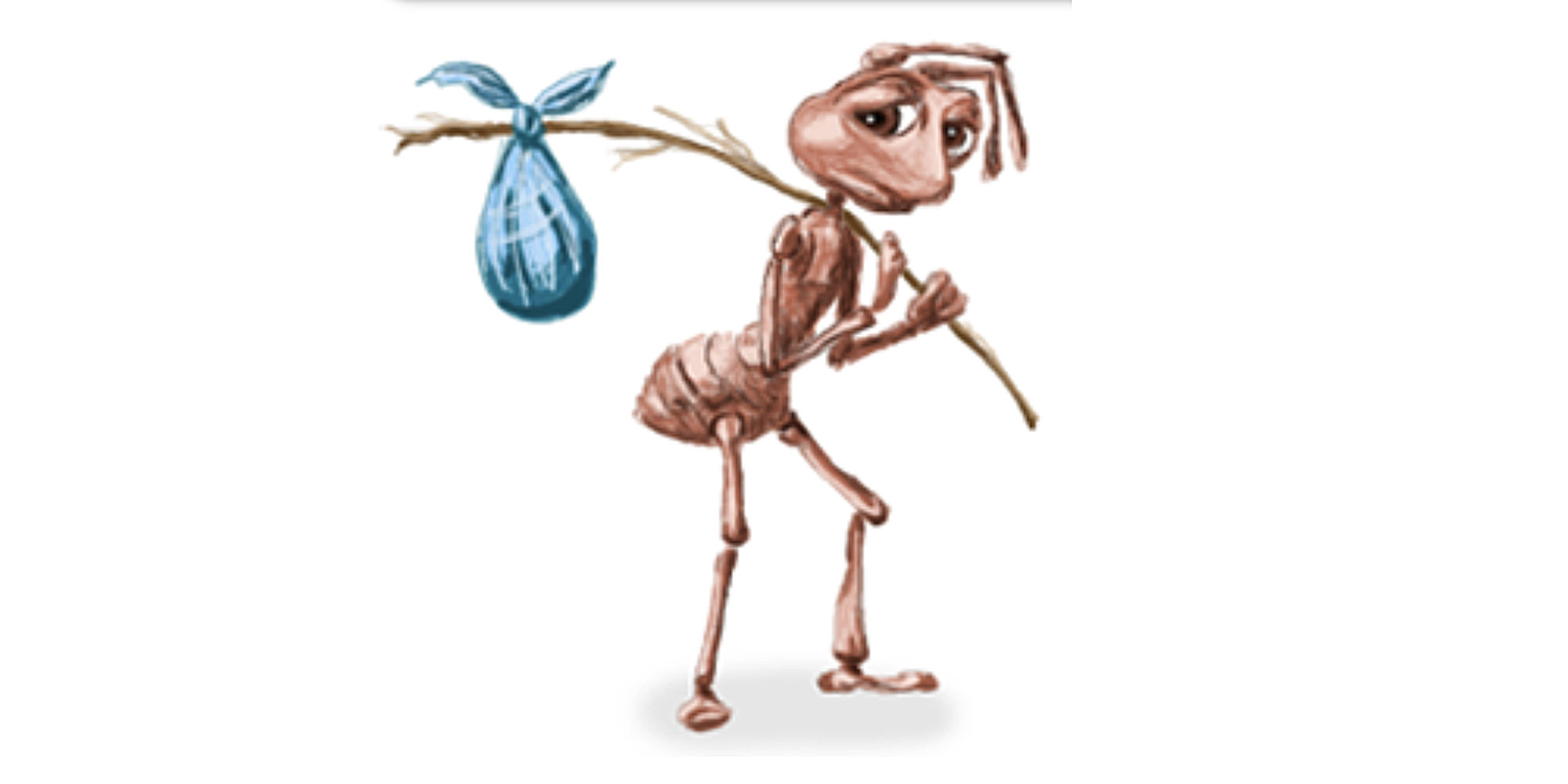 sad ant with bindle