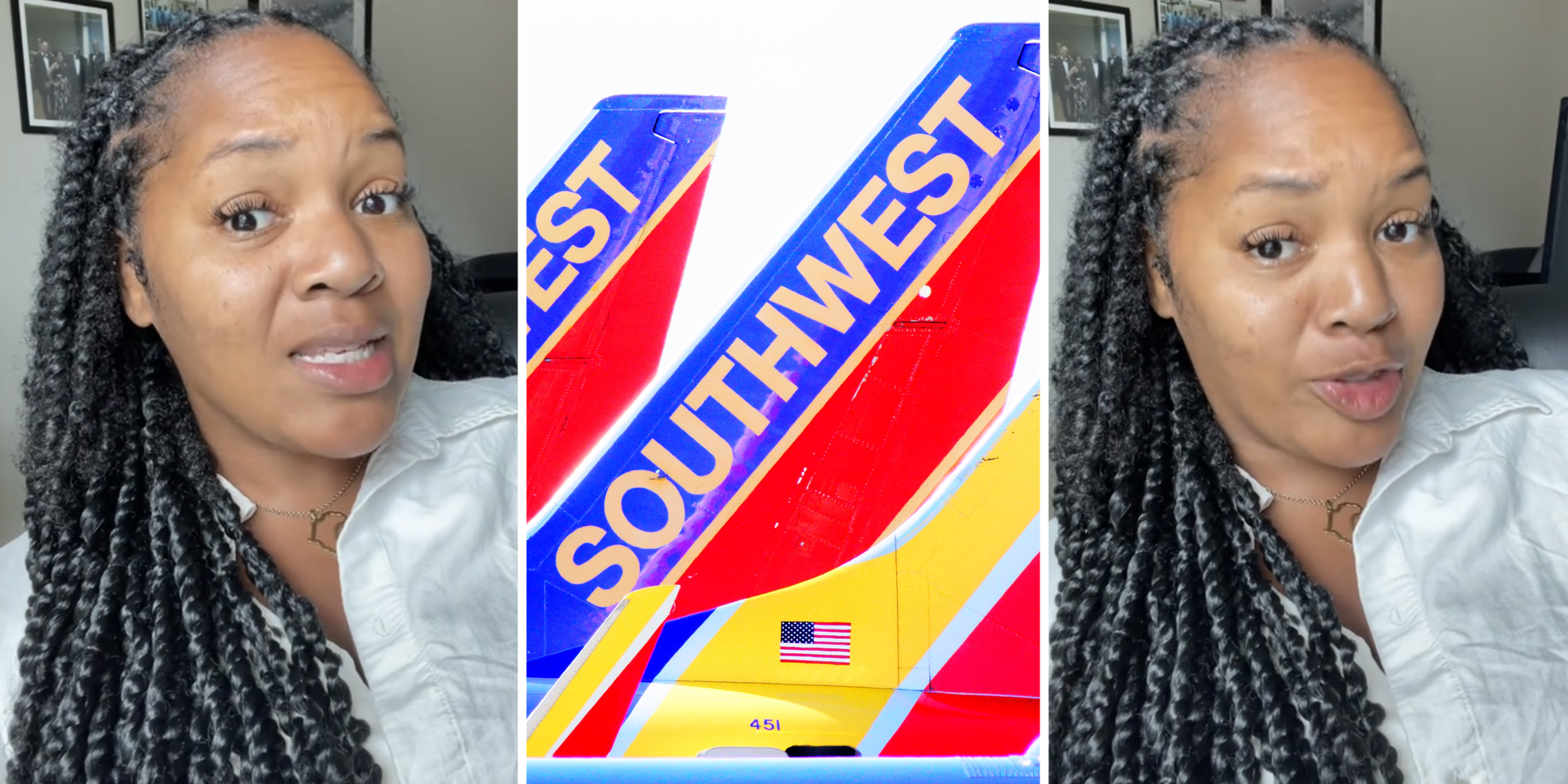 Woman talking(l+r), Southwest airlines airplanes