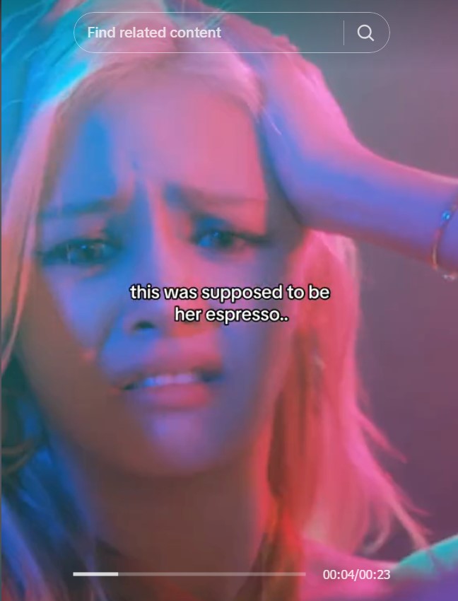 Sorn singing "Nirvana Girl" as part of the "this was supposed to be her espresso" trend