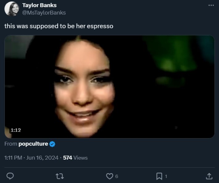 Vanessa Hudgen's "Sneakernight" as part of the "this was supposed to be her espresso" trend