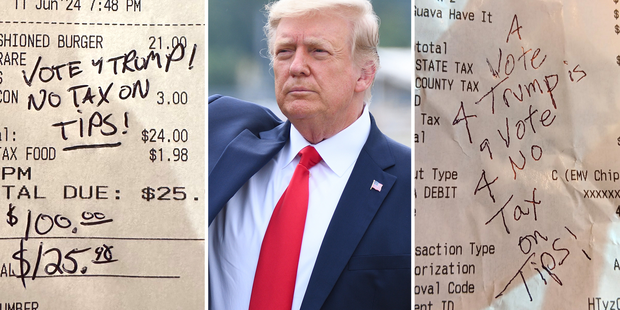 Receipts(l+r), Donald Trump(c)