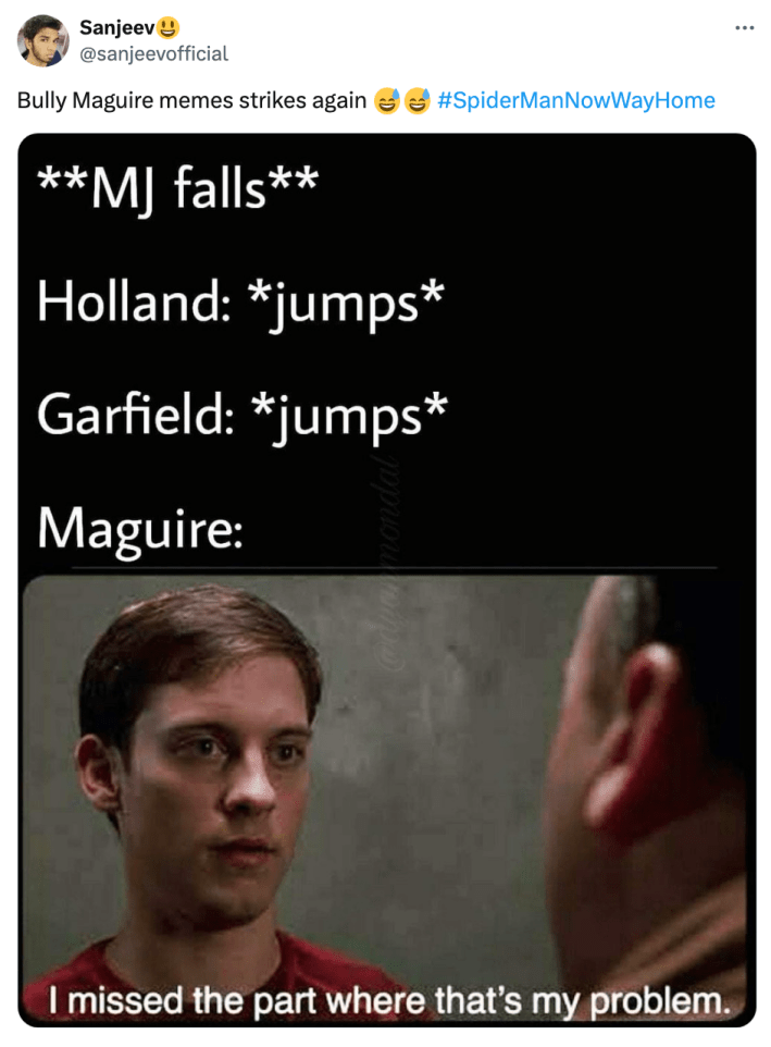 Bully Maguire meme posted on Twitter by @sanjeevofficial