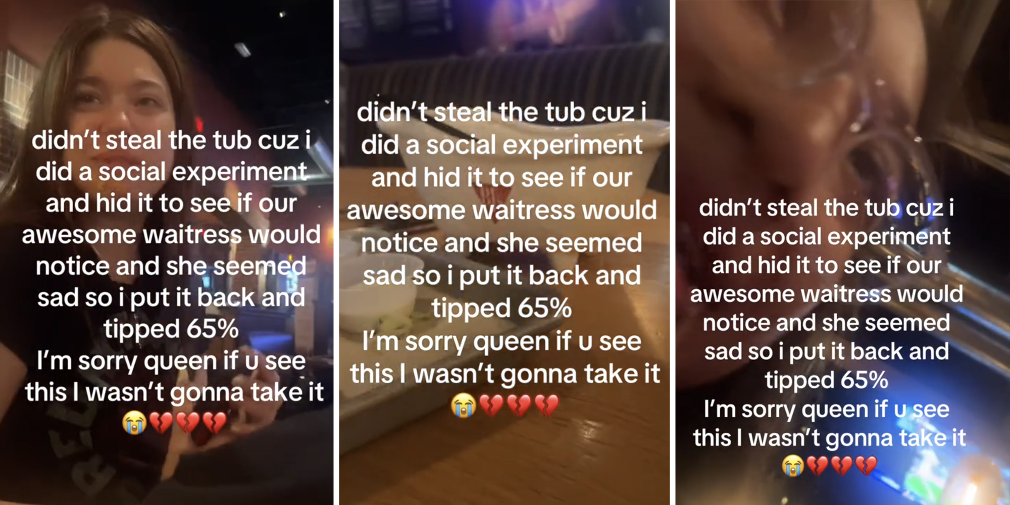 Women laughing(l+r), Bathtub(c)