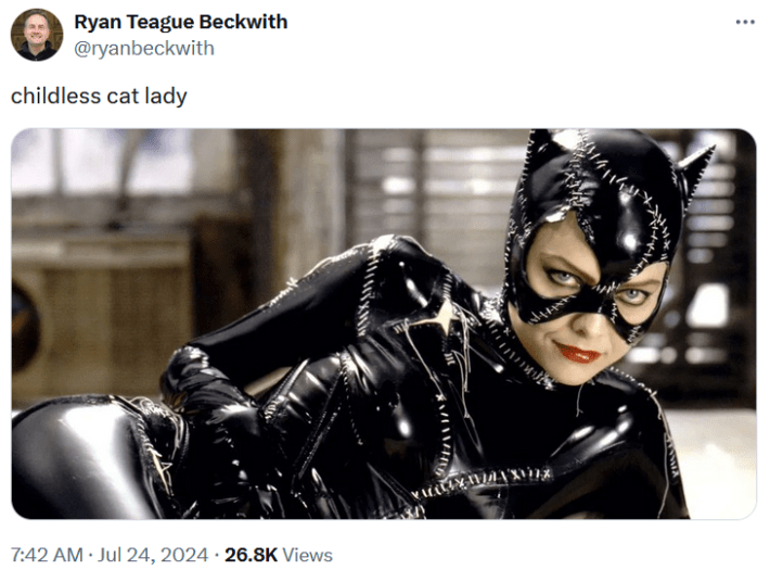 Childless cat lady meme with Cat Woman.