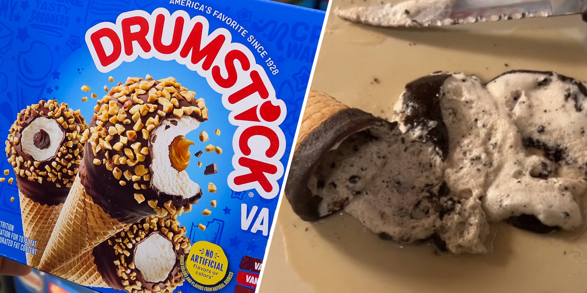Drumstick box(l), Melted ice cream(r)