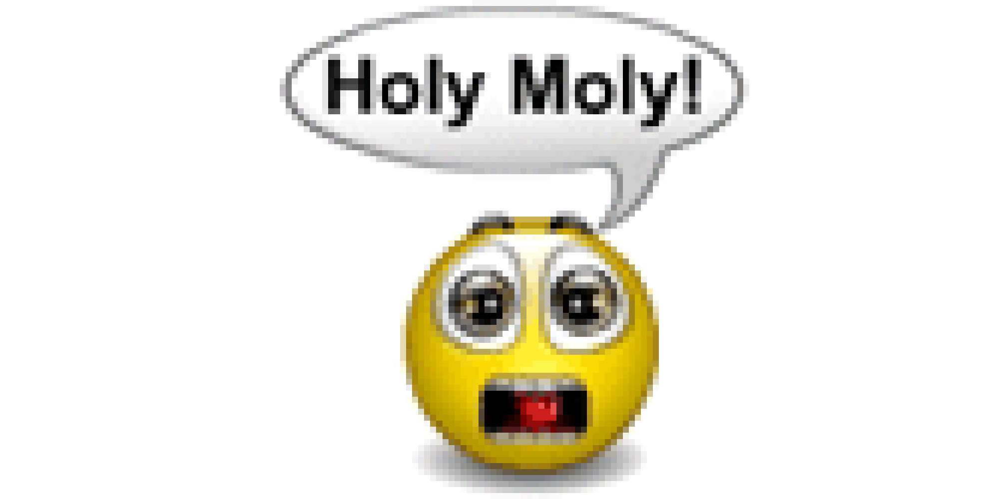 yellow smiley face with "Holy Moly!" speech bubble