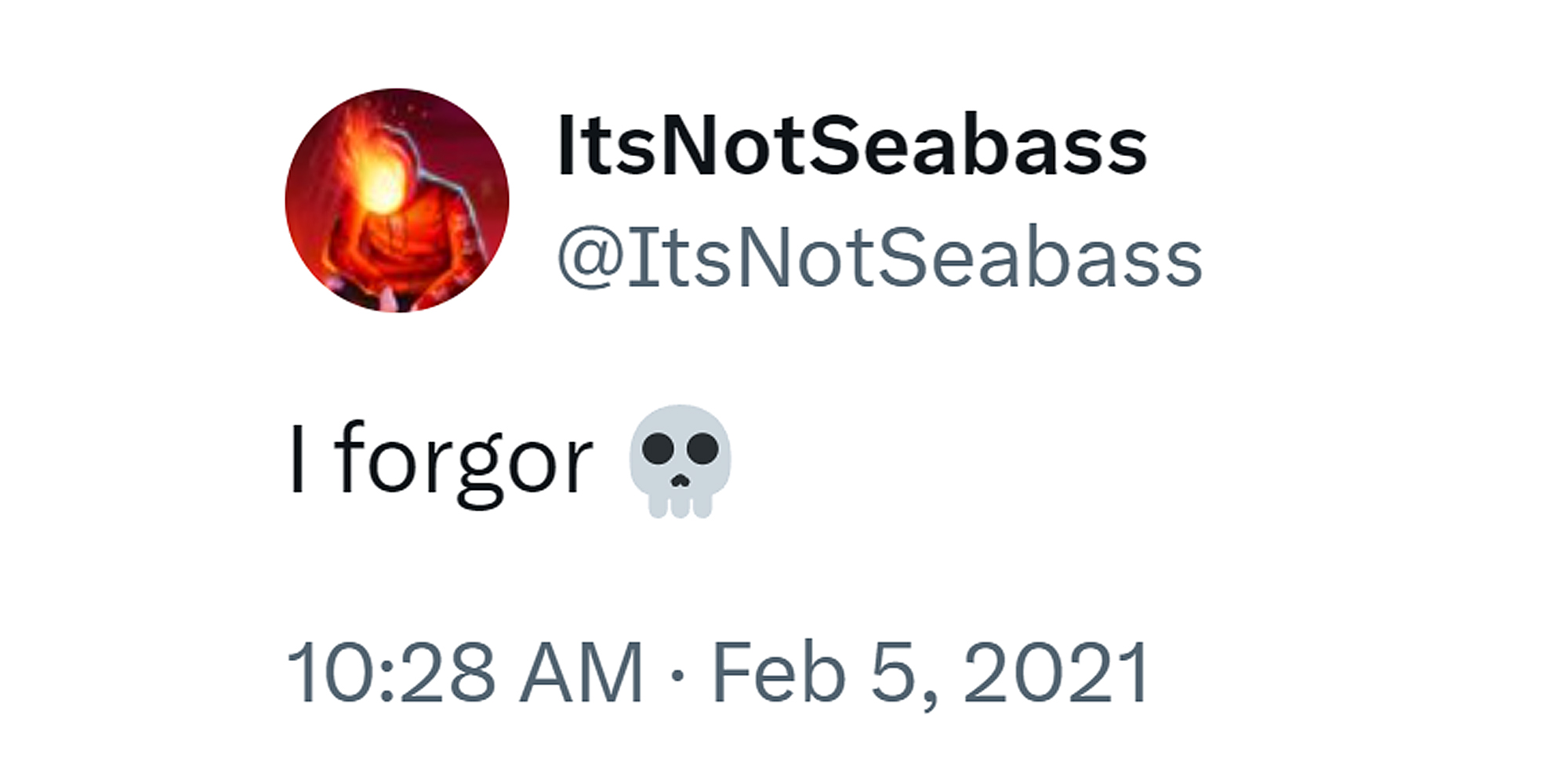 tweet that reads "I forgor"