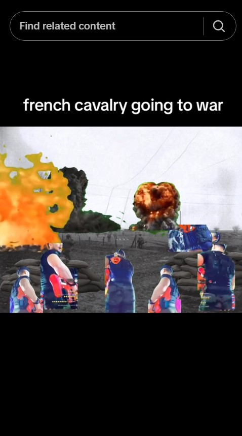 image of "French cavalry going to war" with all soldiers replaced by "I need more bullets" guy