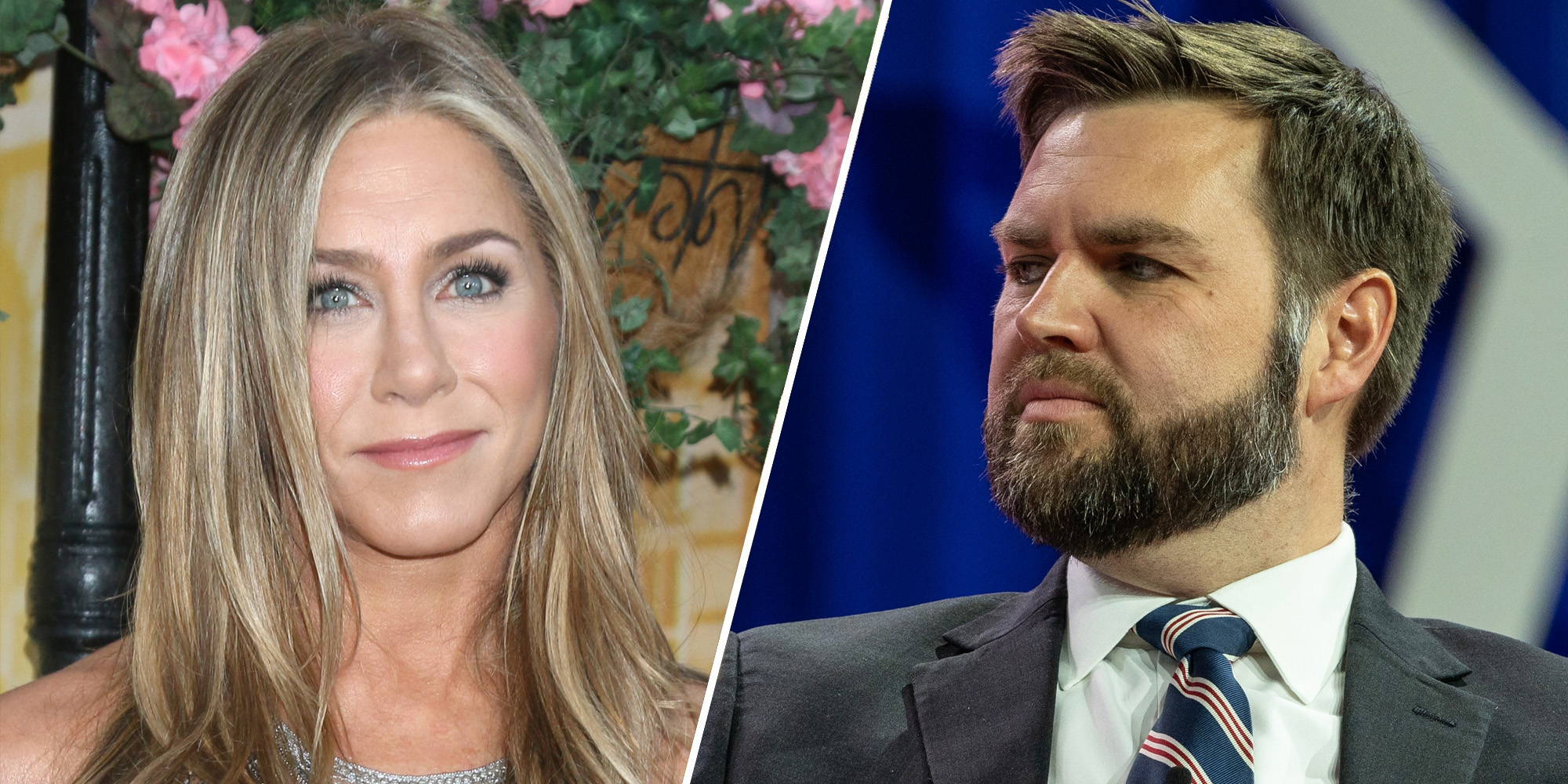 Jennifer Aniston (l) J.D. Vance (r)