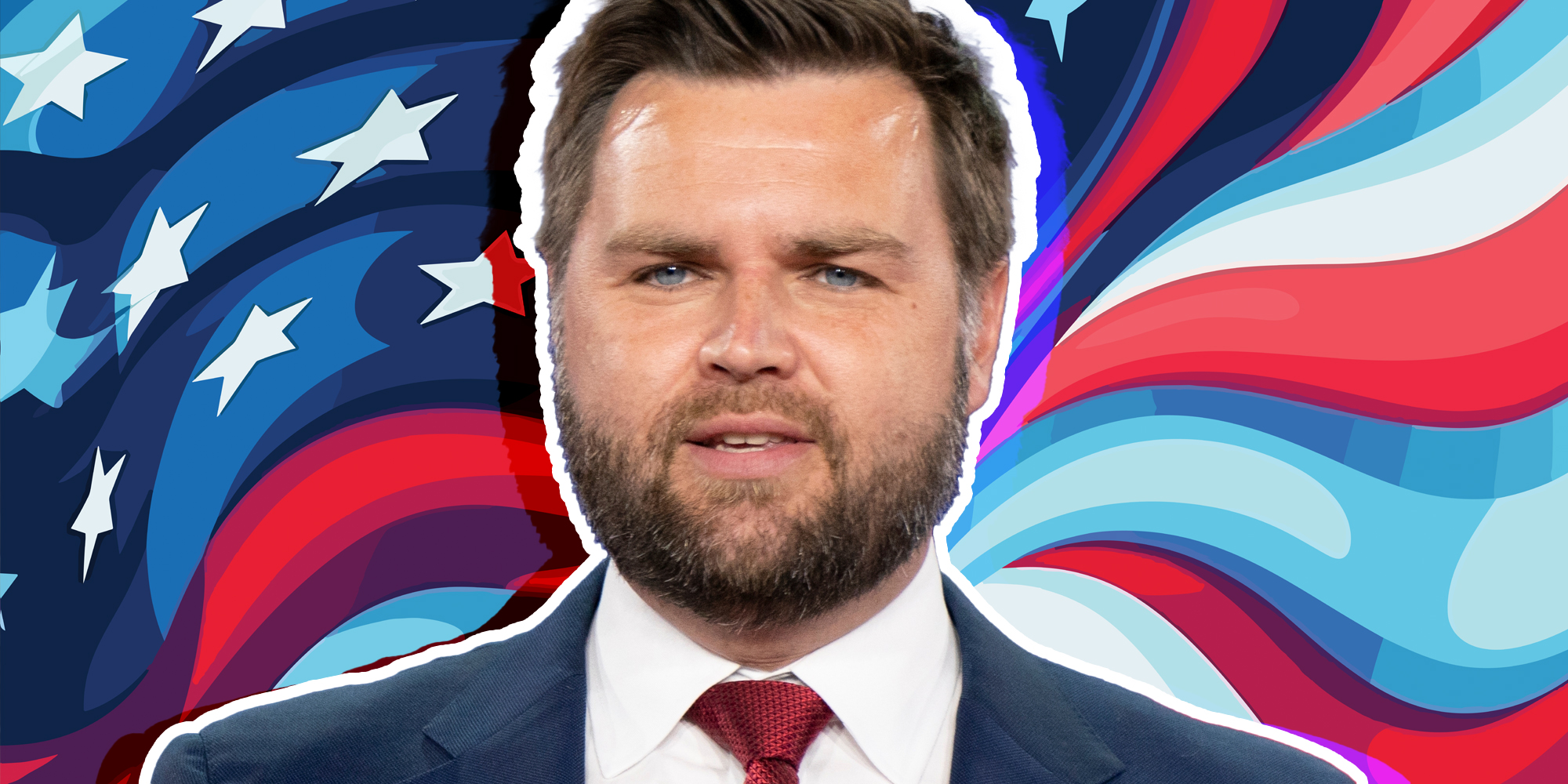 JD Vance over american flag