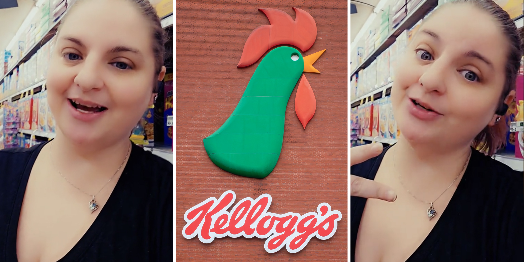 Woman talking(l+r), Kellogg's logo(c)