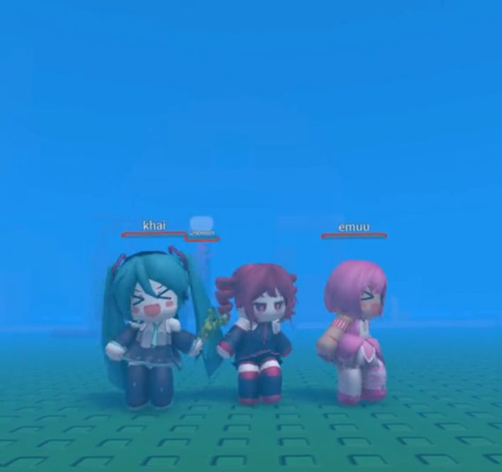 Screenshot of a Roblox video shared on TikTok of popular 2D singing idols as Roblox characters dancing on screen.