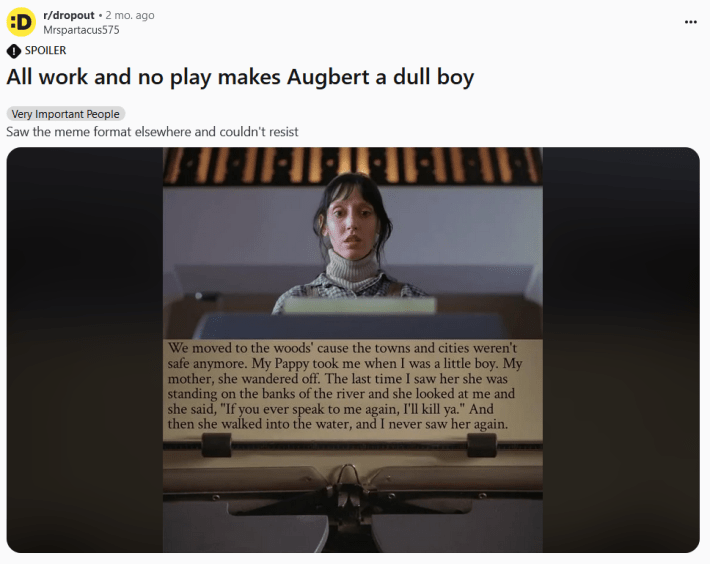 Shelley Duvall meme with an excerpt from a book.